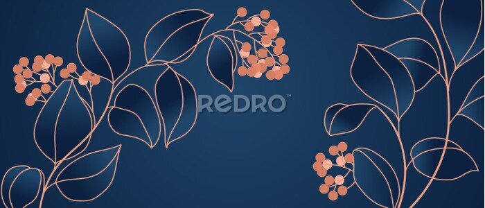 Fotobehang Marineblauw en rood Art Deco