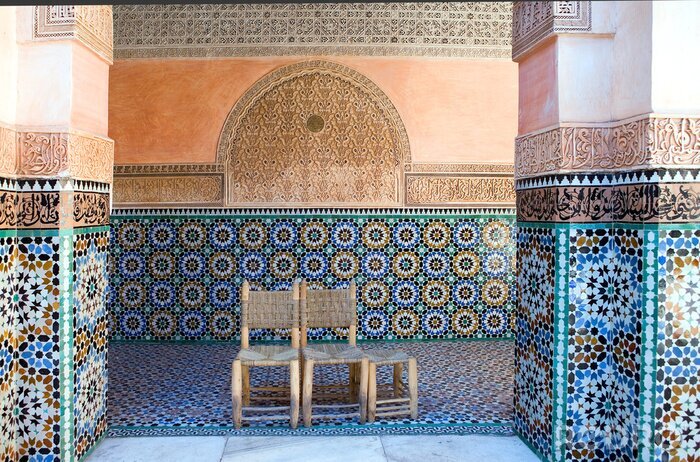 Fotobehang Marokko, Marrakech, verkorting van de Ben Youssef koranschool