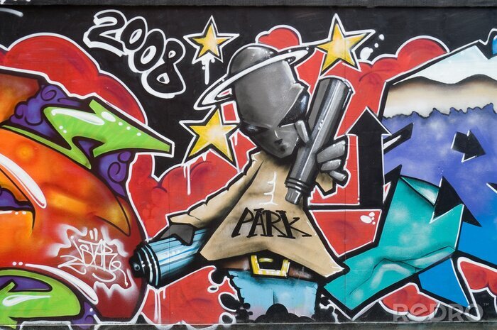 Fotobehang Martiaanse graffiti