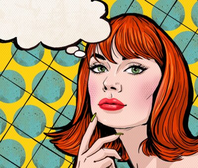 Fotobehang Meisje in een stripboekillustratie