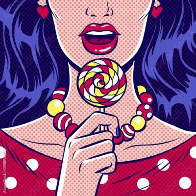 Fotobehang Meisje met een lolly