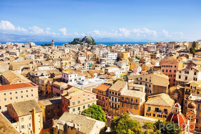 Fotobehang Mening van de stad Corfu, Griekenland