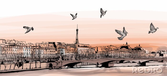 Fotobehang Mening van Parijs van &quot;Pont des arts&quot;