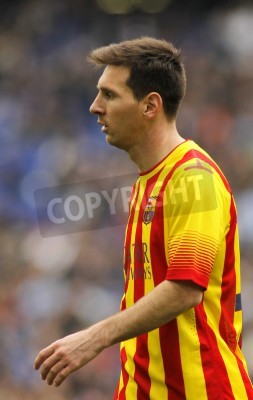 Fotobehang Messi in de kleuren van Barcelona