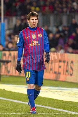 Fotobehang Messi met zwarte handschoenen