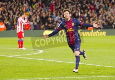 Fotobehang Messi rent over het veld