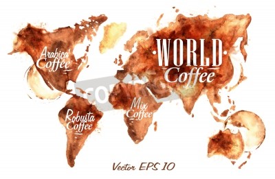 Fotobehang Met koffie bevlekte wereldkaart