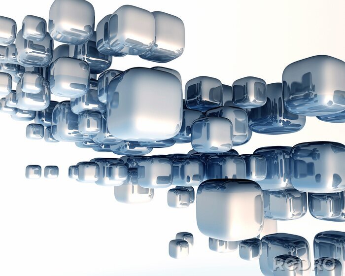 Fotobehang Metalen 3D kubussen