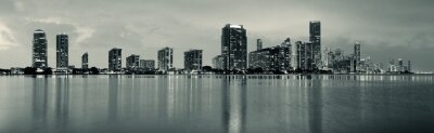 Fotobehang Miami stadspanorama zwart-wit