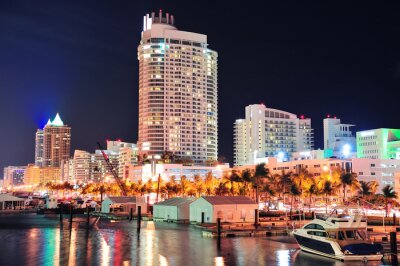 Fotobehang Miami waterkant met gebouwen