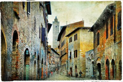 Fotobehang middeleeuwse Toscane. Straten van San Gimignano