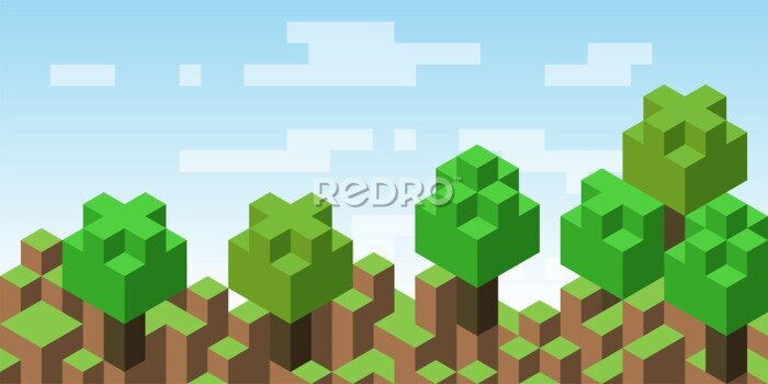 Fotobehang Minecraft-bomen
