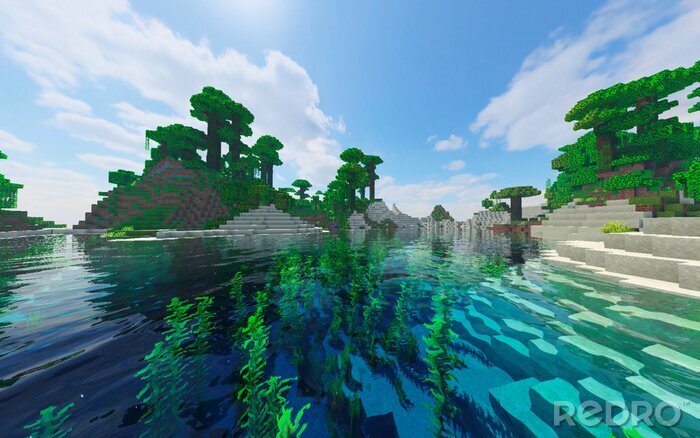 Fotobehang Minecraft landschap