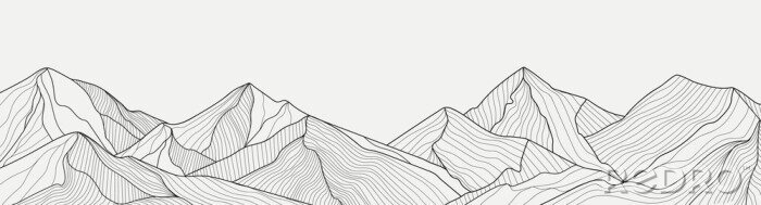 Fotobehang Minimalistisch berglandschap in zwart-wit