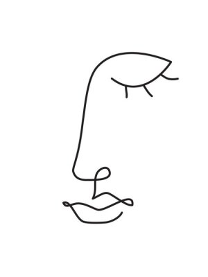 Minimalistisch gezicht in lijnkunststijl