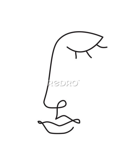 Fotobehang Minimalistisch gezicht in lijnkunststijl
