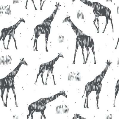Fotobehang Minimalistisch ontwerp met giraffen