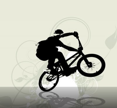 Fotobehang Minimalistisch silhouet van een fietser