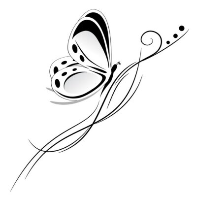 Fotobehang Minimalistische illustratie met vlinder