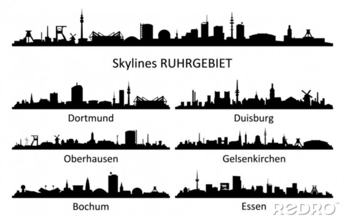 Fotobehang Minimalistische tekening van skyline
