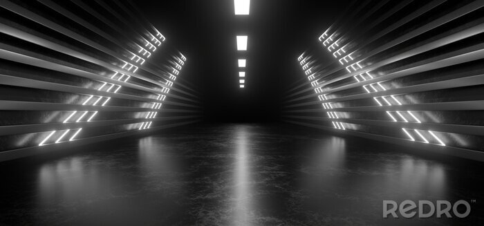 Fotobehang Minimalistische wit-zwarte tunnel