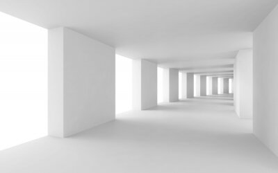 Minimalistische witte gang in 3D