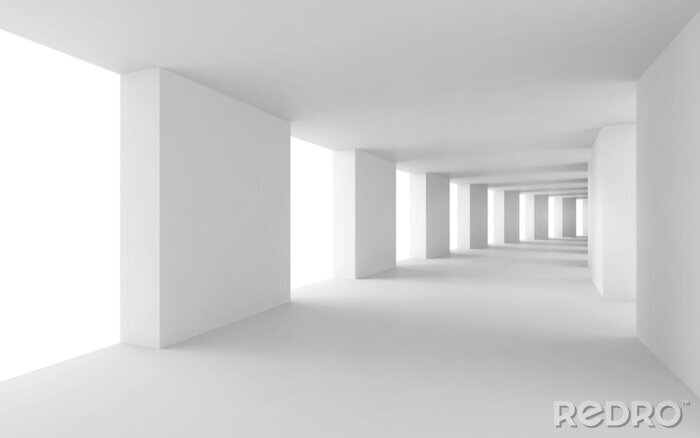 Fotobehang Minimalistische witte gang in 3D