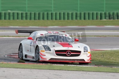 Fotobehang MISANO ADRIATICO, Rimini, ITALY - May 10   A MERCEDES SLM AGM GT3 of GDL RACING  team, driven By AMATI GIOVANNA ITA  and DE LORENZI GIANLUCA ,  the , C I  Gran Turismo car racing on May 10, 2014 in Mi