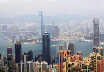 Fotobehang Mistig zicht op Hong Kong