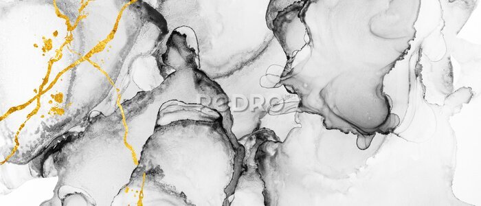Fotobehang Modern hand painted artwork of abstract transparent alcohol ink background. Art for design