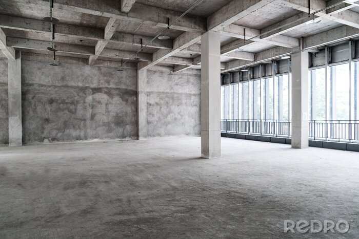 Fotobehang Moderne kamer met betonnen kolommen
