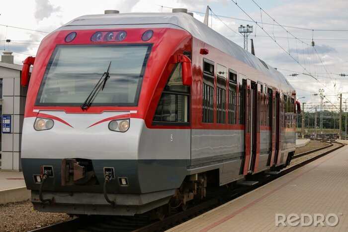 Fotobehang Moderne rode trein
