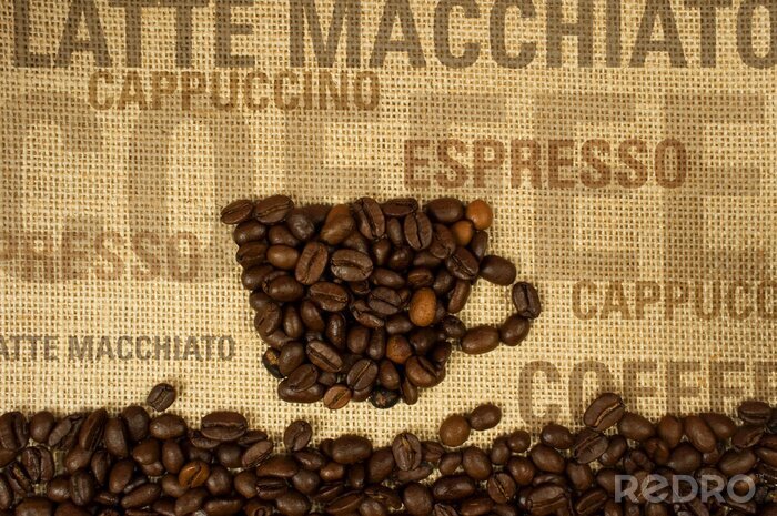 Fotobehang Mok opgesteld met koffie