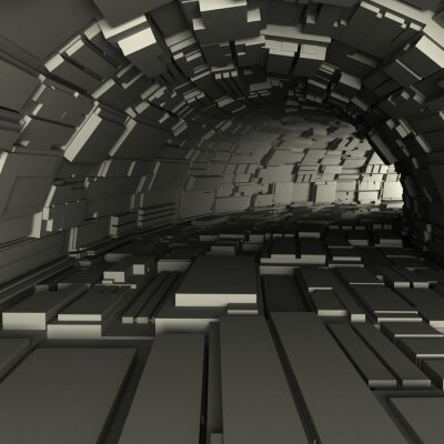 Fotobehang Monochromatische geometrische tunnel