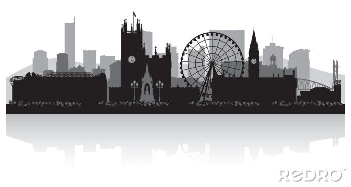 Fotobehang Monochrome symbolen van Londen