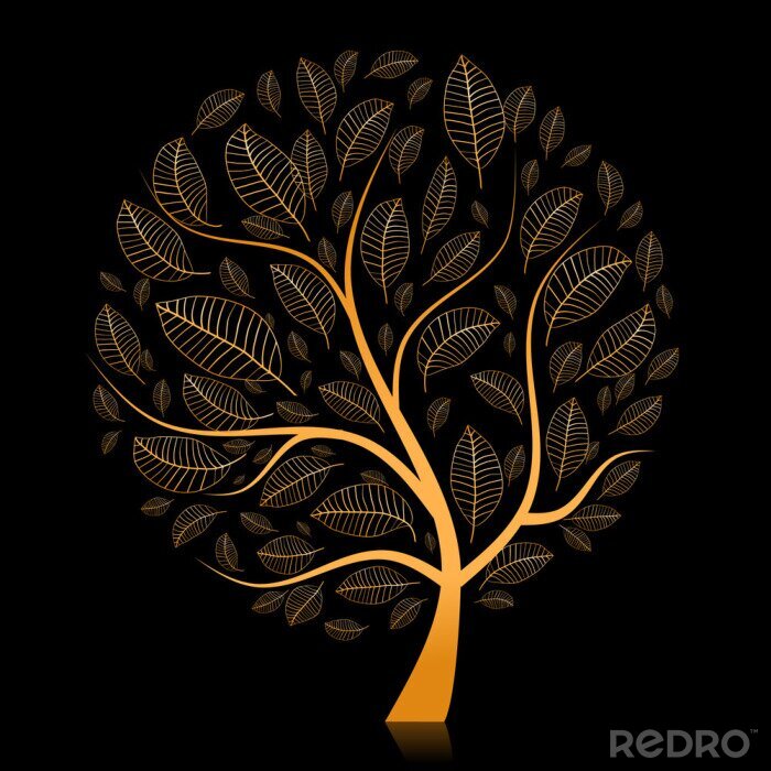 Fotobehang Mooie boom op een zwarte achtergrond