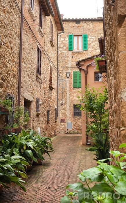 Fotobehang Mooie straat van Pienza in Toscane