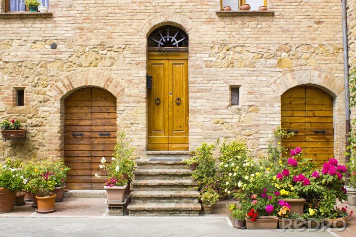 Fotobehang mooie Toscaanse straat, Pienza, Italië