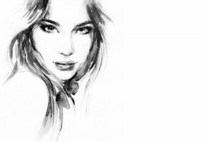 Sticker Mooie vrouw gezicht.