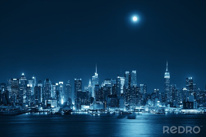 Fotobehang Moon Rise Manhattan