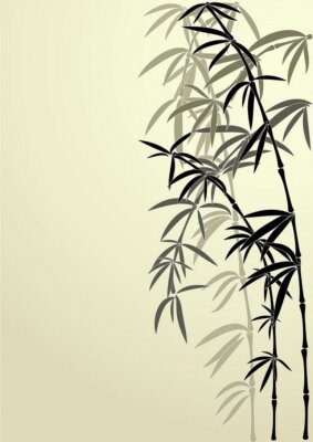 Fotobehang Motief met bamboe in retrostijl