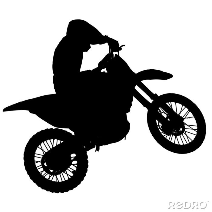Fotobehang Motocross - silhouette with white background