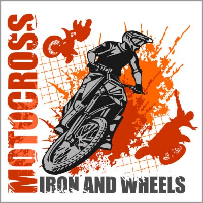Fotobehang Motocross sport - grunge poster