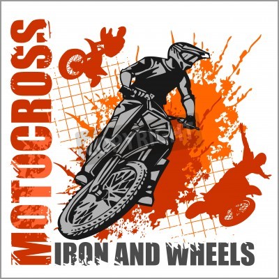 Fotobehang Motocross sport - grunge vector embleem voor t-shirts