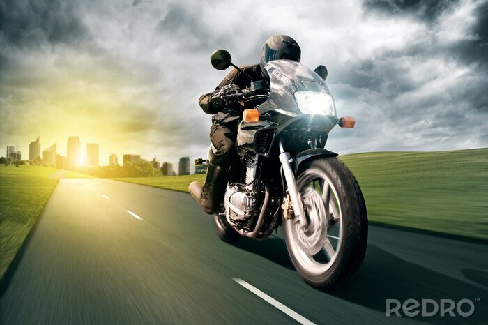 Fotobehang Motorbike en Stad