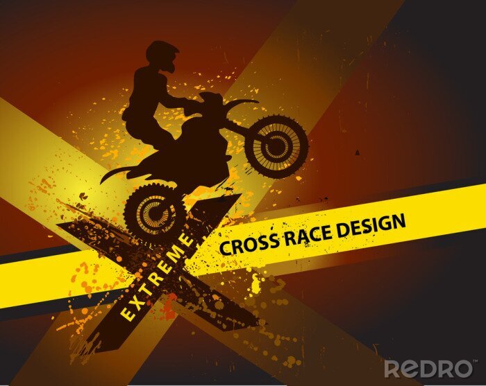 Fotobehang motorcross achtergrond design met grunge element en plaats voor te