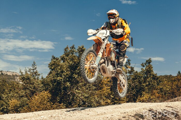 Fotobehang Motorcross rijder in de lucht