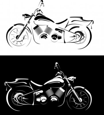 Fotobehang Motorfiets is geïsoleerd op witte en zwarte achtergrond
