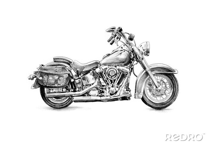 Fotobehang Motorfiets llustration tekenen geïsoleerde kunst