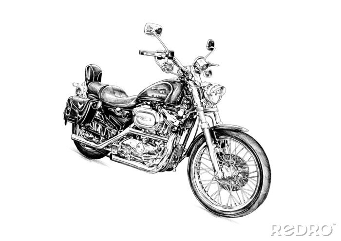 Fotobehang Motorfiets llustration tekenen geïsoleerde kunst